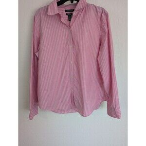 Ralph Lauren Men's Pink White Striped Cotton Button-Down Shirt